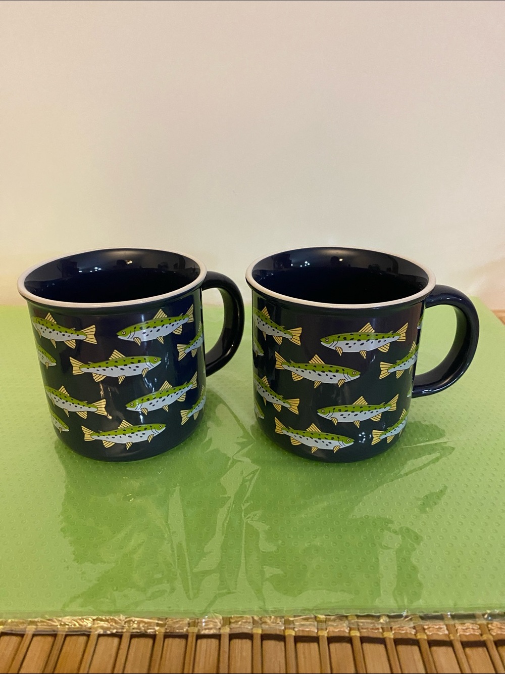 Fish Pattern Ceramic Mug - Set of 2